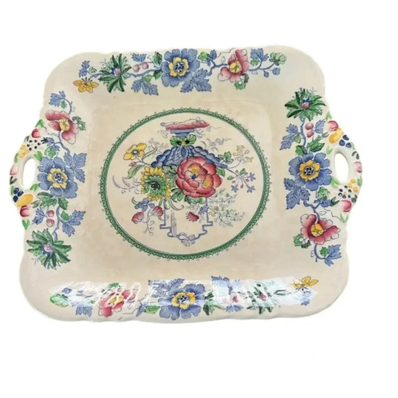 Vintage Other - Antique Vintage Floral‎ Tray With Handles